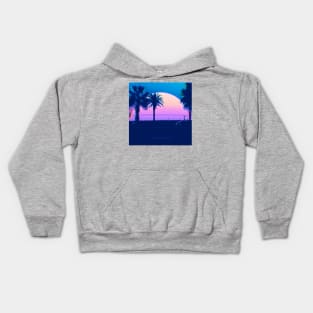 vaporwave palms sunset Kids Hoodie